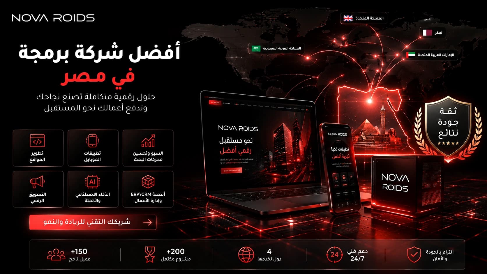 أفضل شركة برمجة في مصر وخدمات نوفا رويدز الرقمية