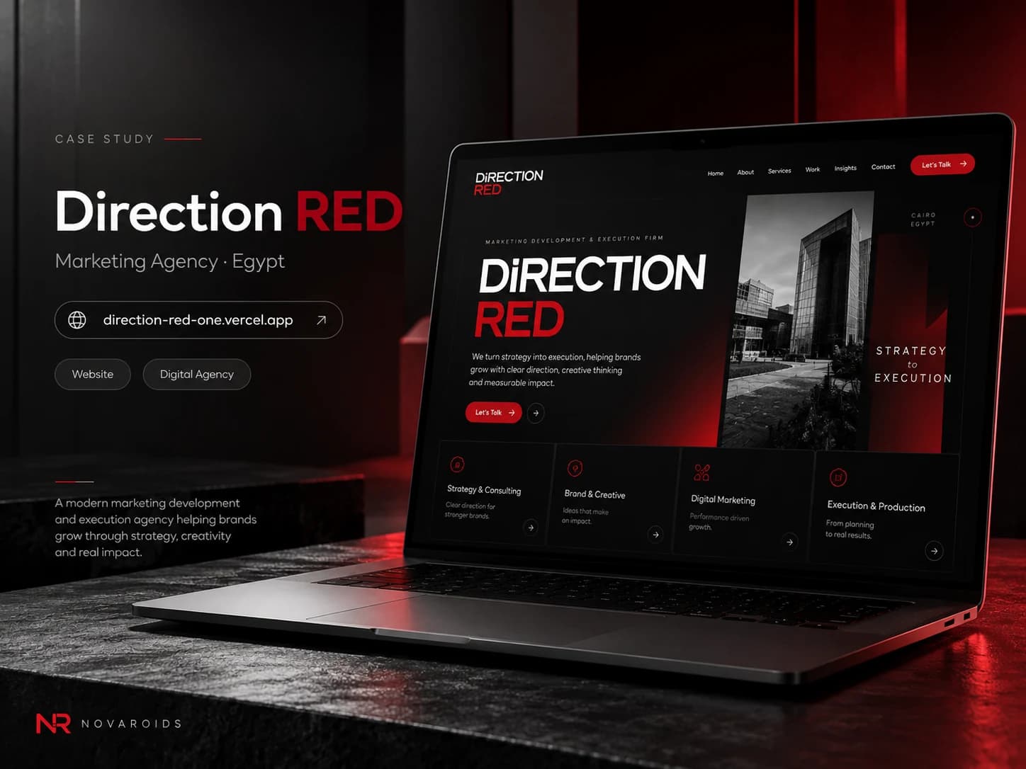 تصميم موقع Direction RED من نوفارويدز