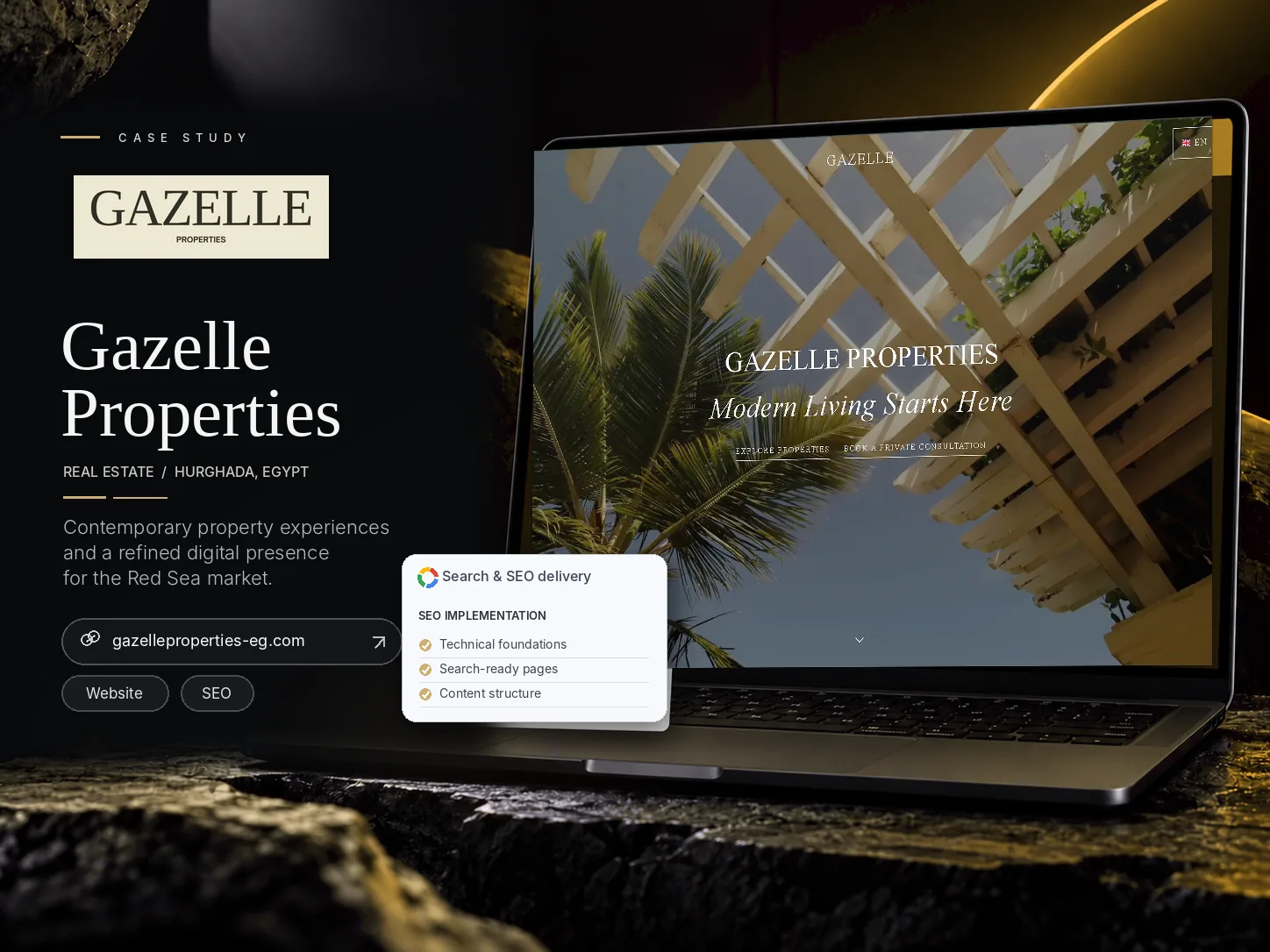 تصميم موقع Gazelle Properties من نوفارويدز