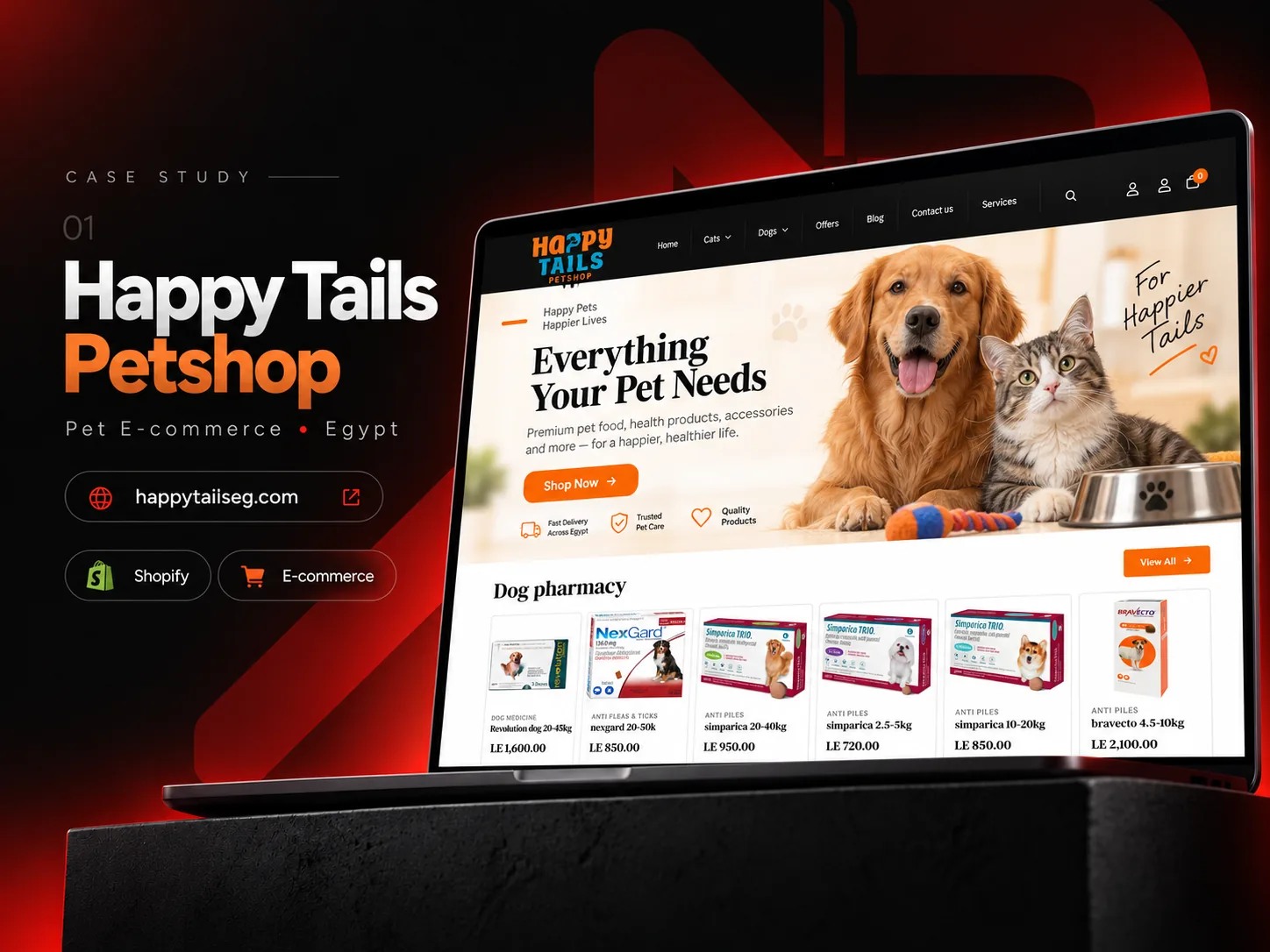 تصميم موقع Happy Tails Petshop من نوفارويدز
