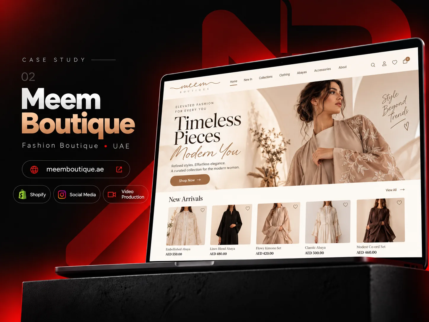 تصميم موقع Meem Boutique من نوفارويدز