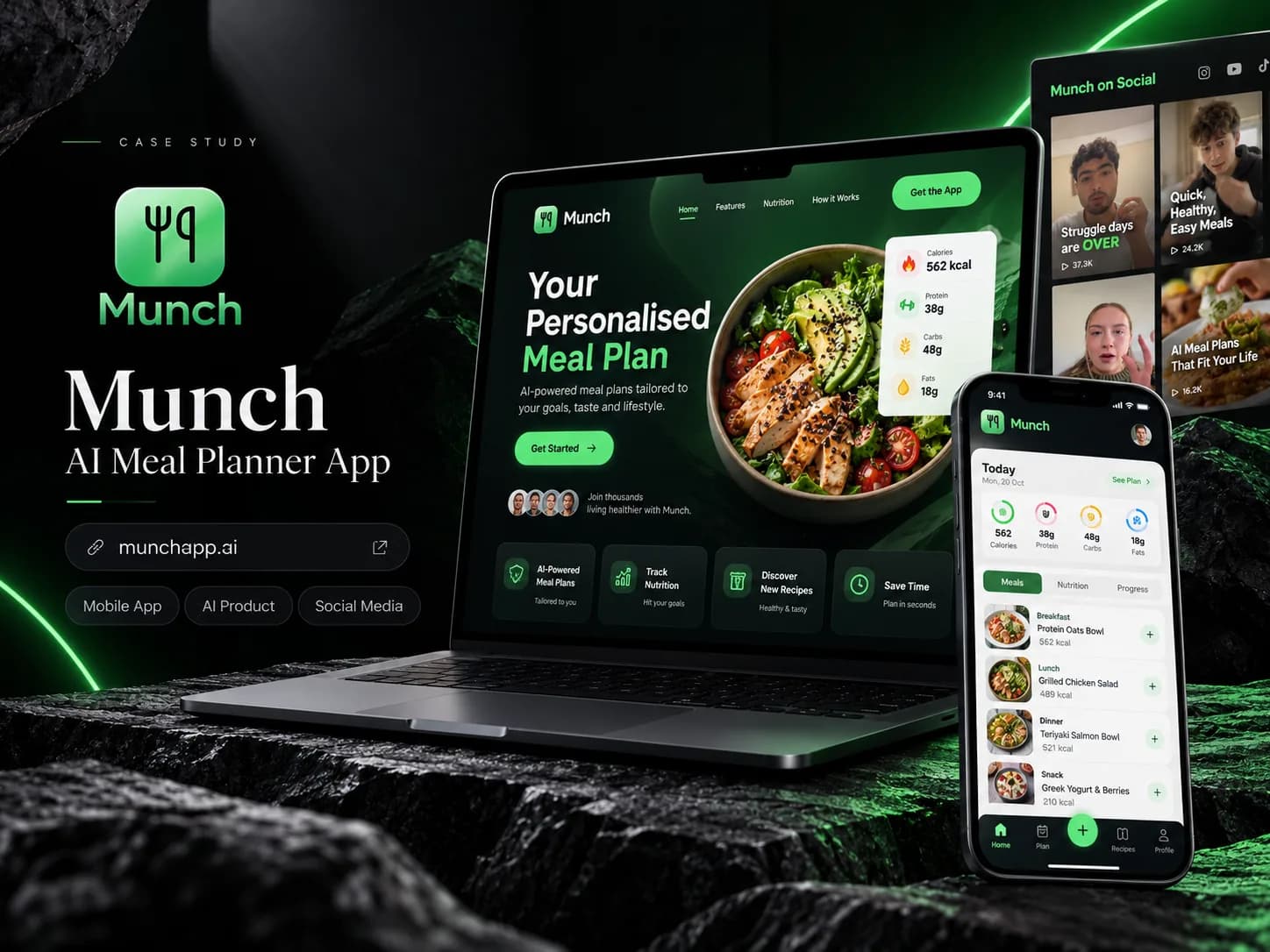 تصميم موقع Munch AI من نوفارويدز