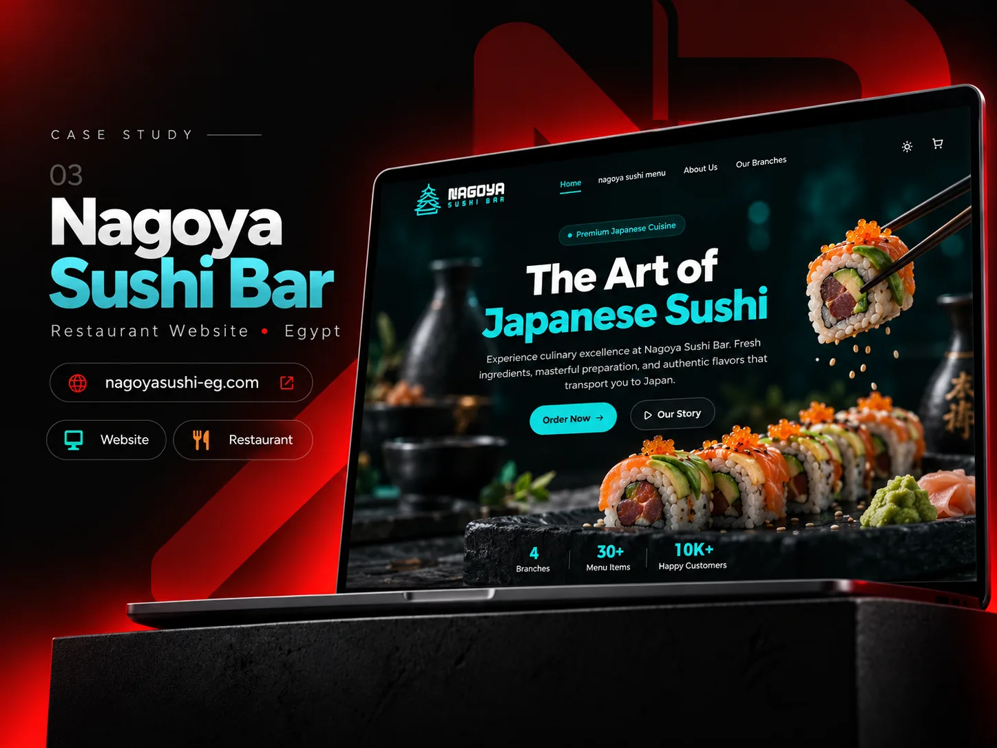 تصميم موقع Nagoya Sushi Bar من نوفارويدز
