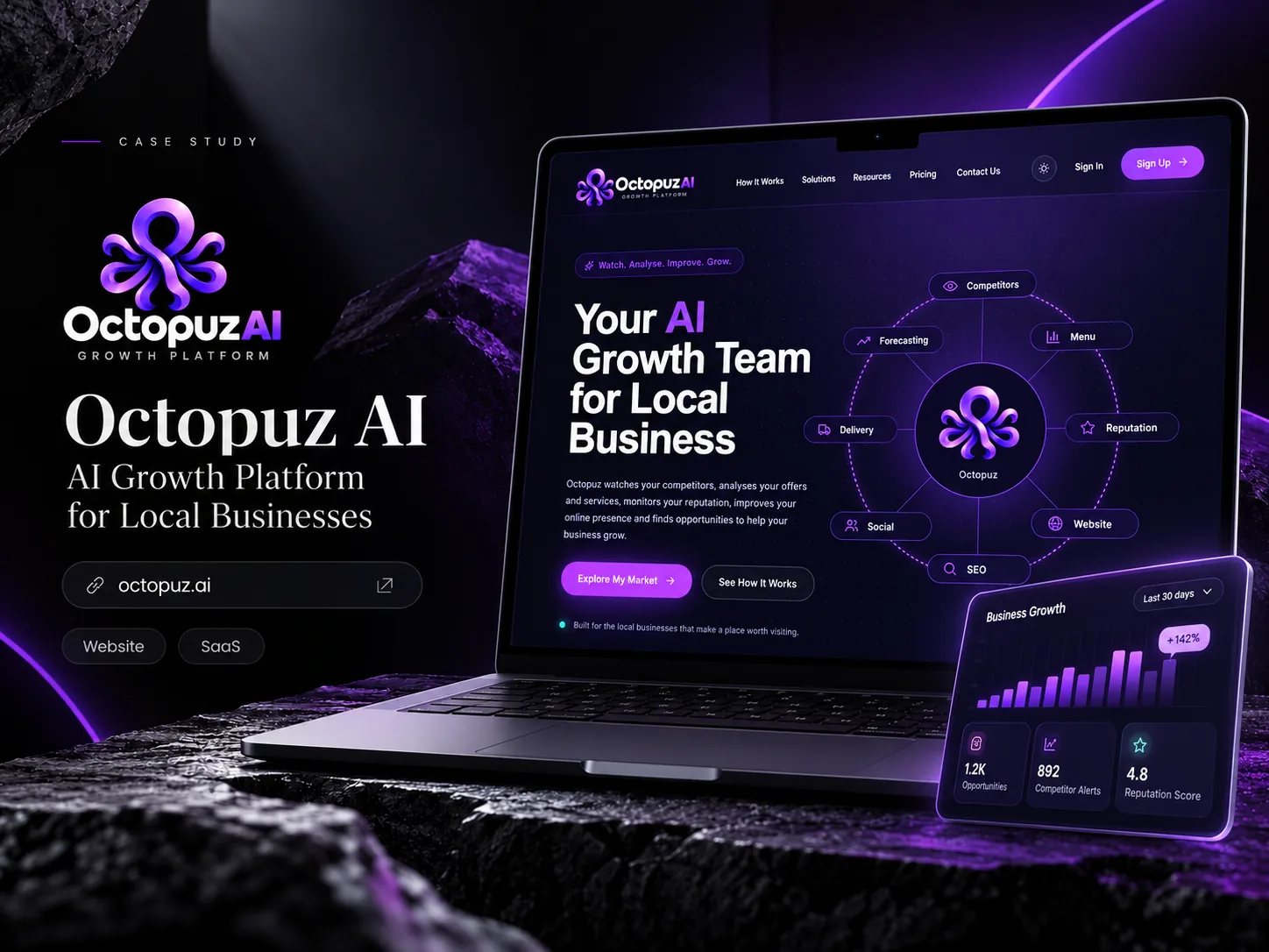 تصميم موقع Octopuz AI من نوفارويدز