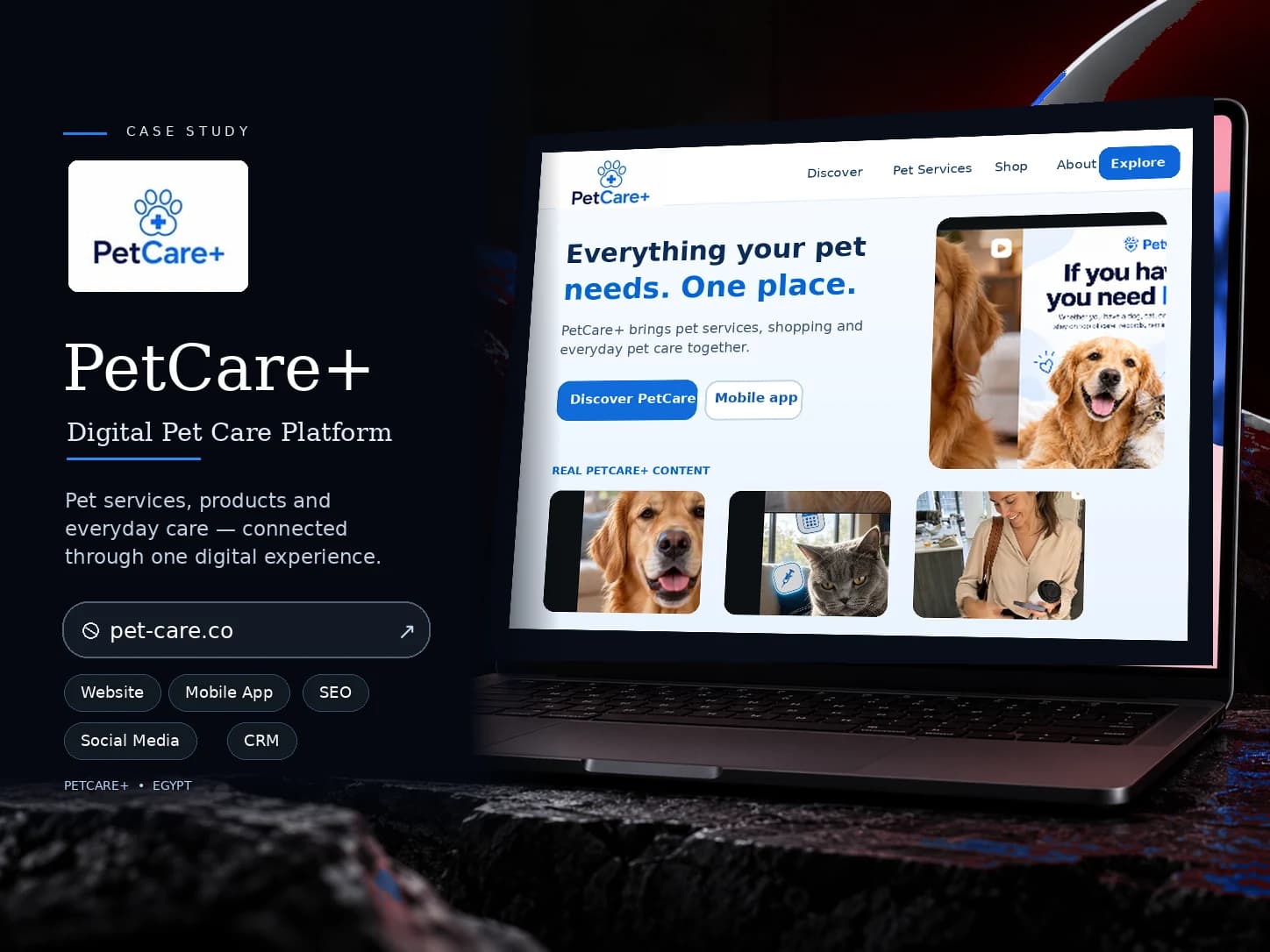 تصميم موقع PetCare+ من نوفارويدز