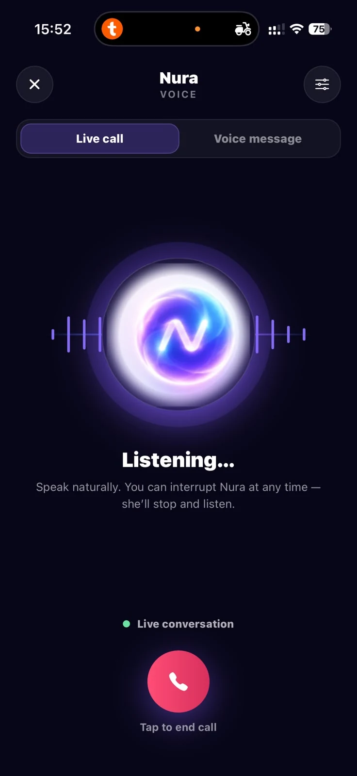 واجهة مساعد Nura AI للحياة