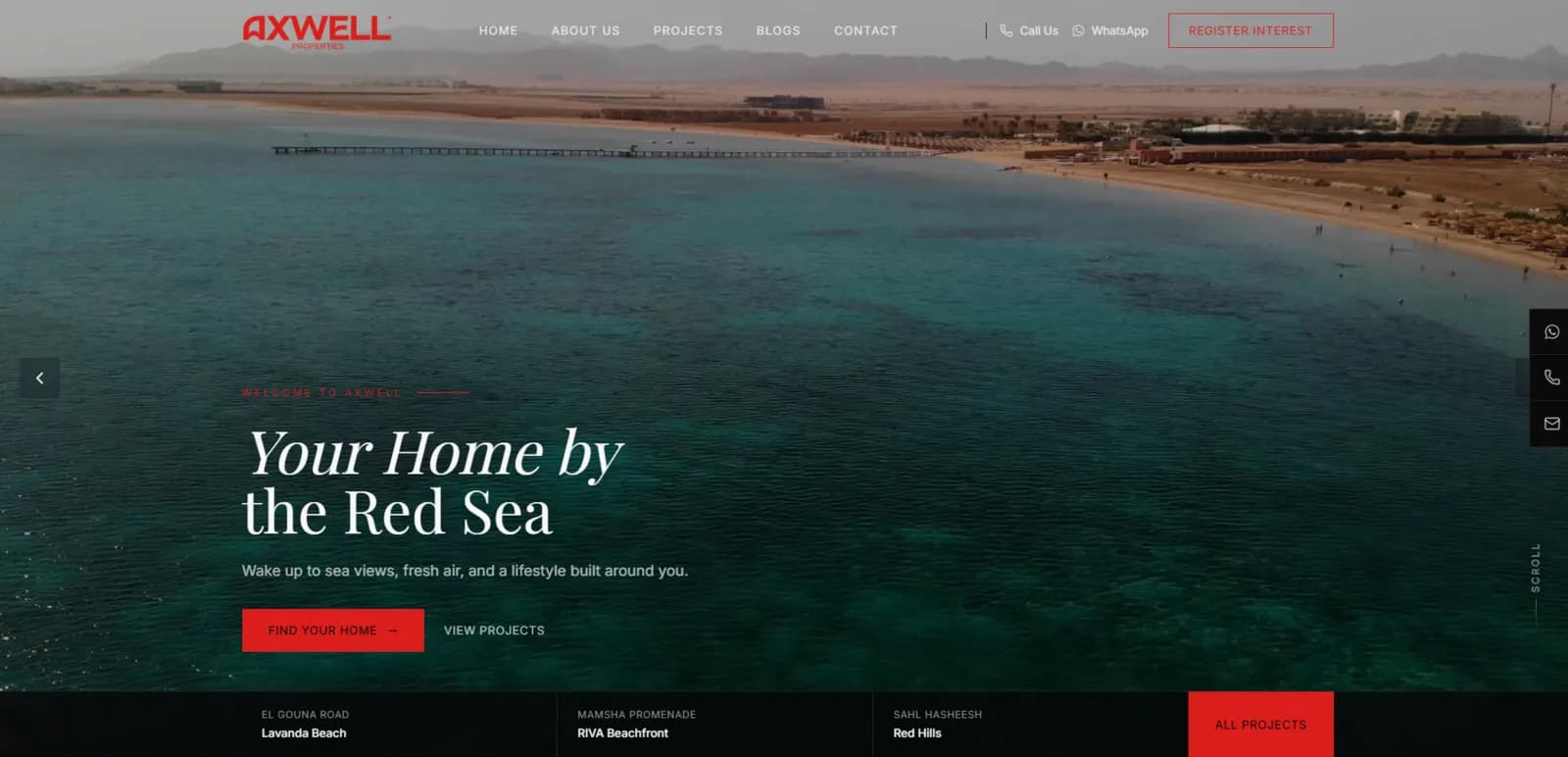 واجهة منصة Axwell للعقارات
