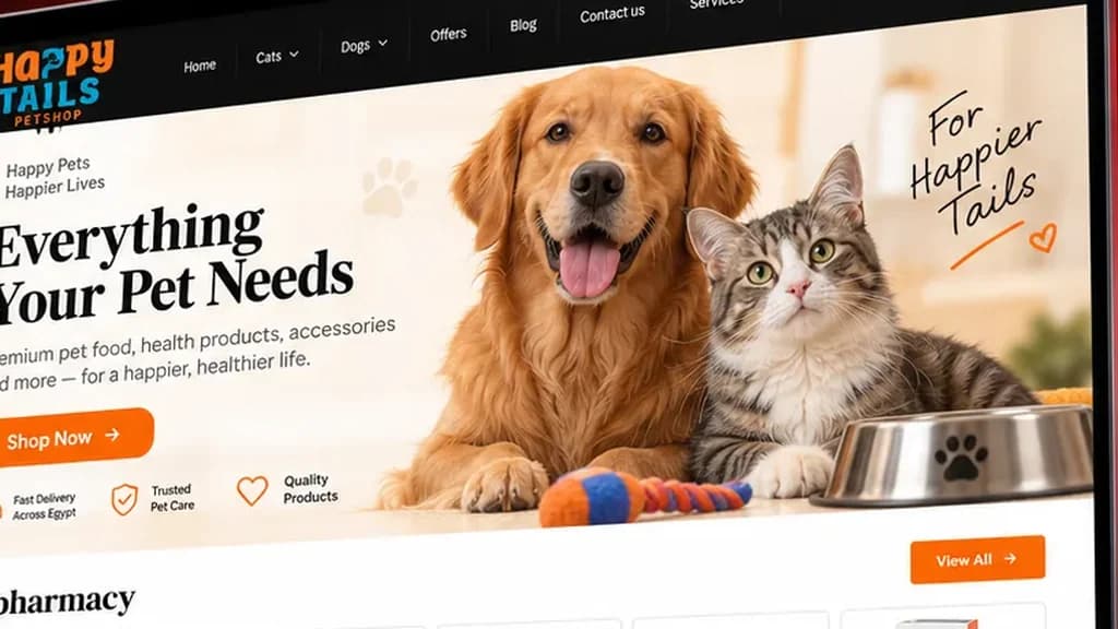 موقع Happy Tails Petshop على الكمبيوتر