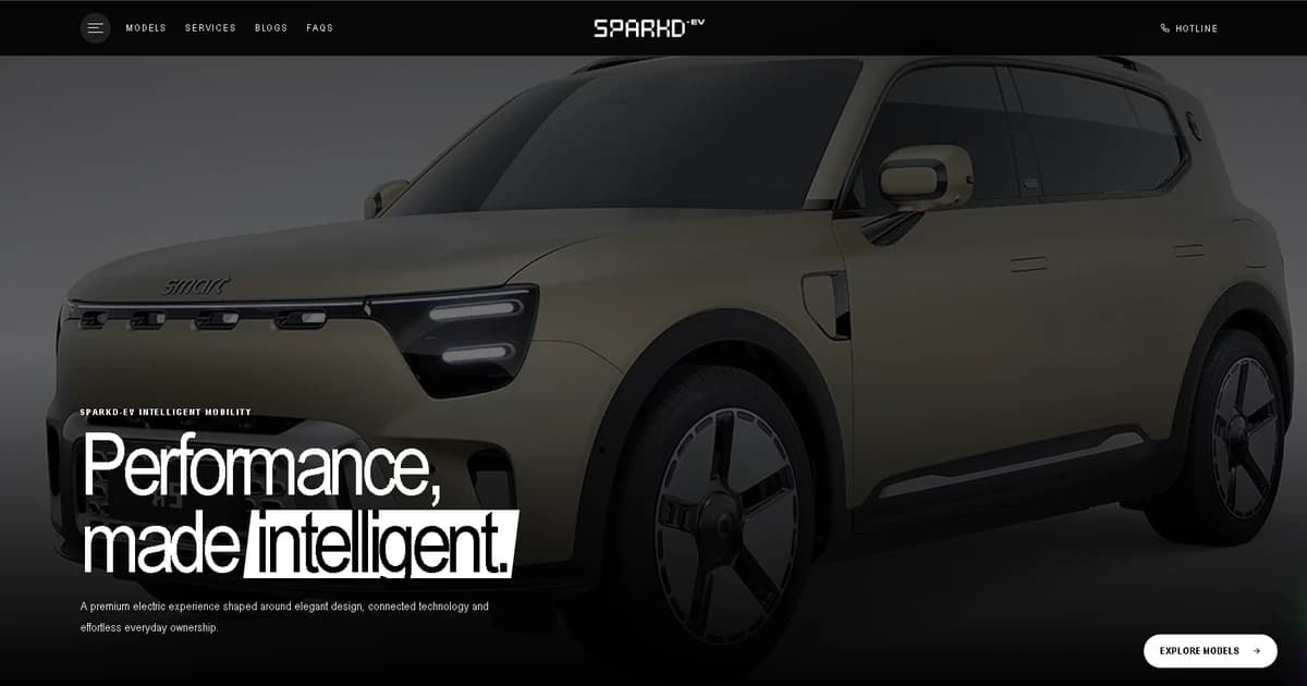 Car dealership website development in Egypt shown through the SPARKD-EV electric mobility website